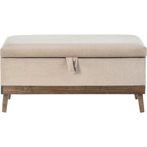 Máxima Design - Banqueta Con Baúl Incy Beige Felpa 120X40X50 Cm