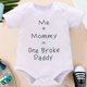 thumbnail image 1 of Baby Girls And Boys Cute "Me+Mommy=One Broke Daddy" Short Sleeve Onesie Clothes For Summer, 1 of 5