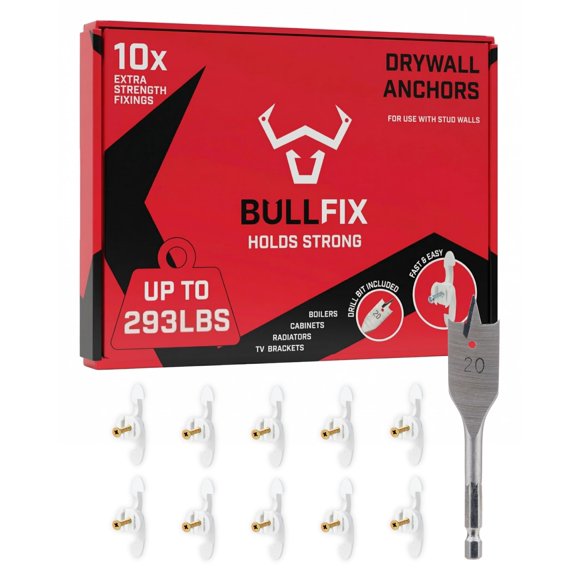 Anclajes para paneles de yeso Bullfix 10 unidades 113 kg con broca