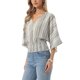 thumbnail image 4 of INSPIRE CHIC Blusa Boho para Mujer de Chifón con Mangas Murciélago Dolman Fruncidas XL Albaricoque, 4 of 6
