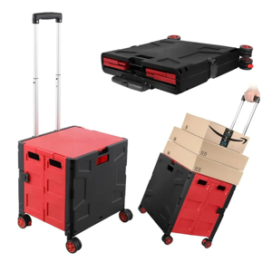 Genérico - Carrito Organizador Plegable Multiusos Con Tapa Y Ruedas
