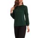 thumbnail image 4 of INSPIRE CHIC Blusa de Chifón para Mujer de Regreso a Clases Cuello con Abertura Manga con Apliques Elegante Top de Trabajo L Verde Militar, 4 of 6
