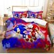thumbnail image 2 of Cartoon Sonic Character Quilt Duvet Cover Set Soft Bedspread Comforter Cover3-Piece Bedding Set, 2 of 5