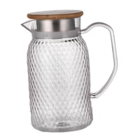 Bothyi - Jarra De Bebidas, Jarra De Agua Fría, Jarra Transparente Para Bebidas, Jarra Fría, Tapa De Bambú