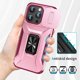 thumbnail image 2 of Funda Armada para iPhone 15 Pro con Tapa Deslizante y Soporte Magnético Giratorio Rosa, 2 of 5