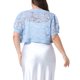thumbnail image 3 of Agnes Orinda Women's Plus Size Chaquetas Cortas Abiertas de Manga Corta con Encaje Floral Transparente Boleros 1X Azul Cielo, 3 of 6