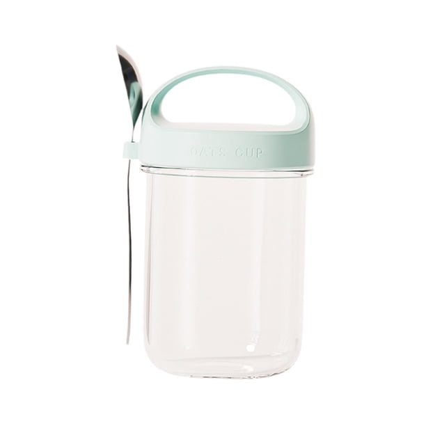 Tarro de con tapa para la noche, taza de desayuno, taza de parfait de yogur, taza de ensalada a prueba de fugas, tarro de preparación de comida azul