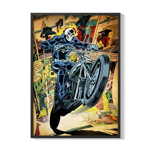 Creango - Cuadro Poster Enmarcado Ghost Rider Marvel Decorativo