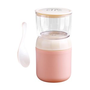 Bothyi - Lunch Pot Contenedor De Yogur Contenedor De Alimentos Aislado 2 Niveles Para Frutas Leche Rosa