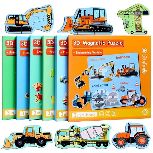 Puzles magnéticos QimumKu Excavadora para niños de 1 a 3 años con 41 piezas