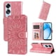 thumbnail image 4 of Funda tipo cartera FOXDOCK para OPPO A60 4G , diseño girasol en relieve, cuero PU, cierre magnético, soporte y tarjetero, 4 of 5