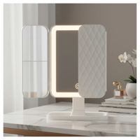 Genérico - Espejo De Maquillaje Triple Plegable Con Luz Led Y Aumento M Blanco