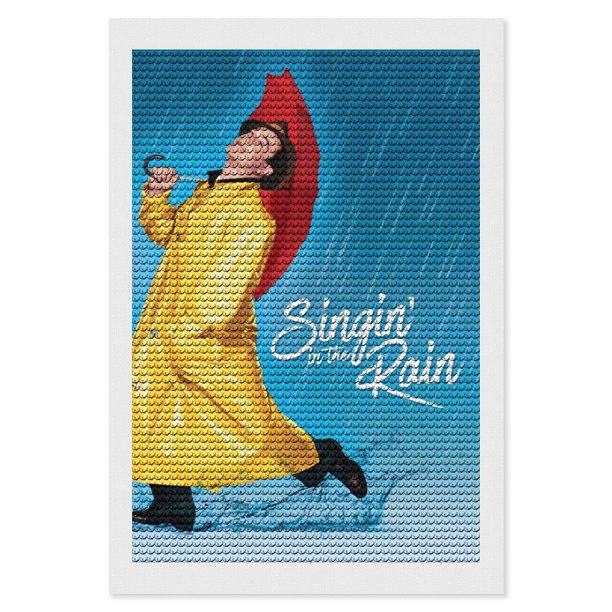 Cantando bajo la Lluvia Kits de Pintura de Diamantes para Adultos 5D DIY Diamond Art Kits Full Drill Diamond Dots para Regalo Decoración de Pared y Relajación Artes de Gemas 20*30cm