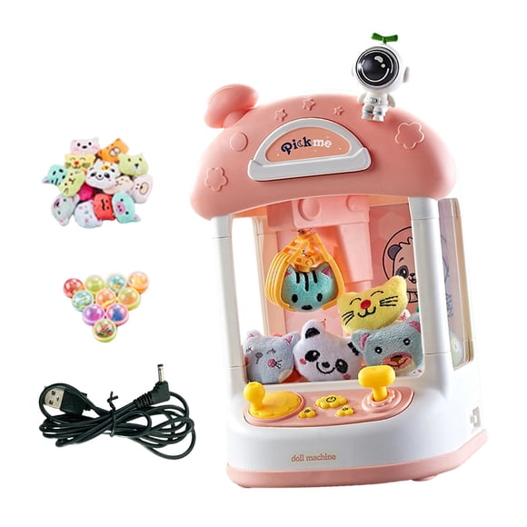 Kids Claw Machine Mini máquinas expendedoras con sonidos Juguetes interactivos para niños Doll Machine Favores de fiesta para Party Girls Kids Regalos Rosa 20 muñecas