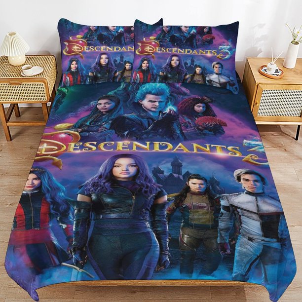 Descendants Bedding Sets Ultra Soft Skin-Friendly Duvet Cover 3 Piece, Cute Comforter Cover Bed Set for Boys Girls Kids