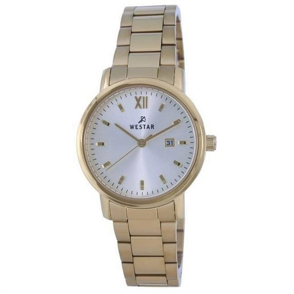 Reloj Westar 40245GPN102 con Esfera Plateada en Tono Dorado de Acero Inoxidable y Cuarzo para Mujer & 44; Azul