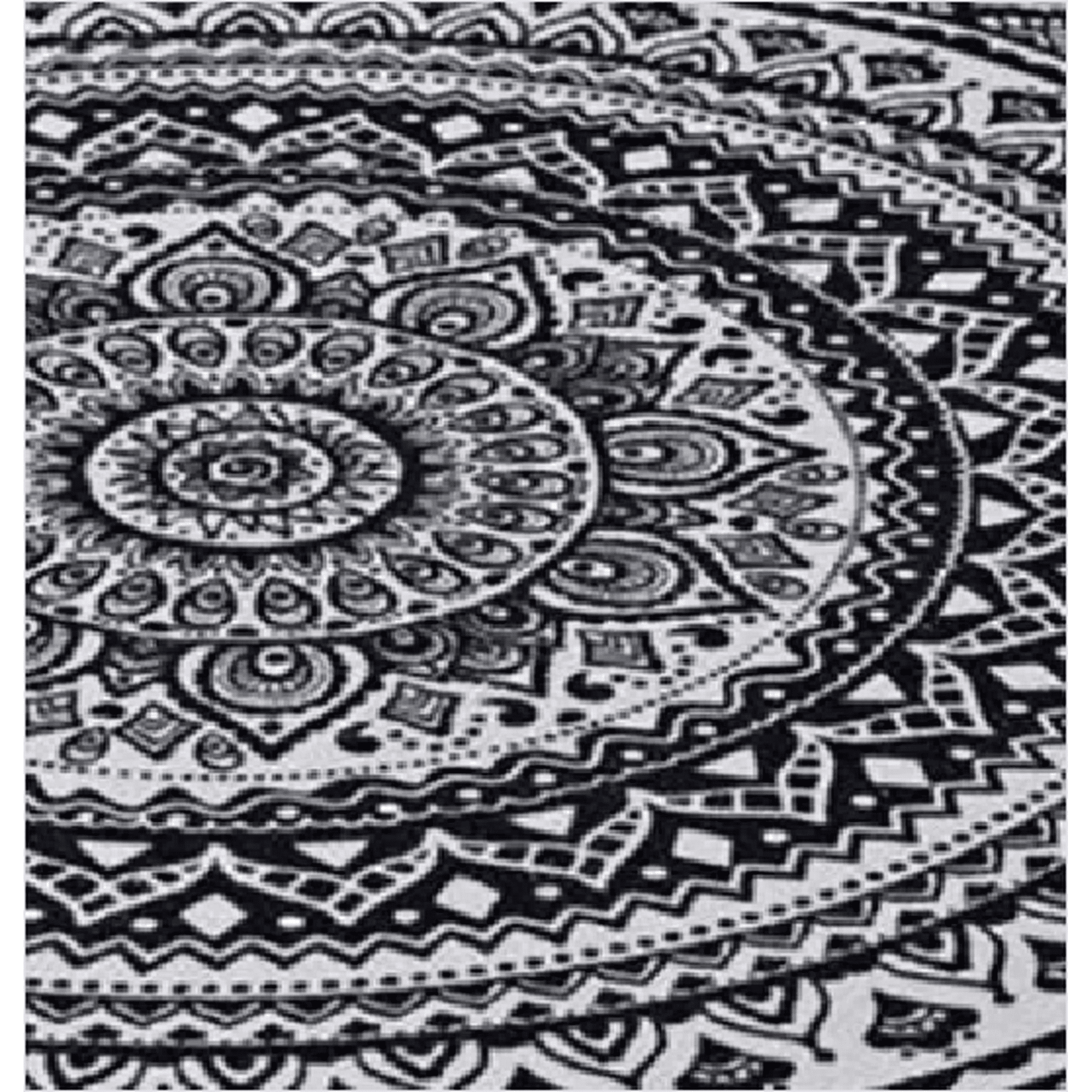 Genérico - Alfombra Redonda 120 Cm Quilín De Lino/algodón Negro