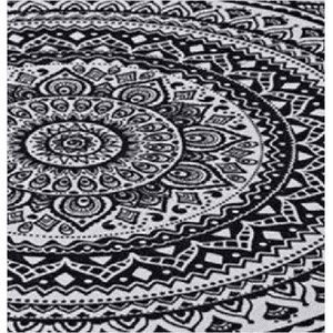 Genérico - Alfombra Redonda 120 Cm Quilín De Lino/Algodón Negro