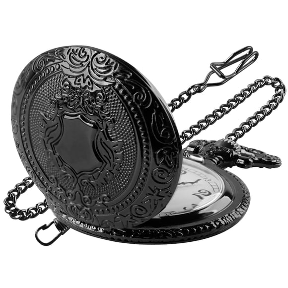 Reloj de bolsillo Realpoo de cuarzo para hombre con esfera de números arábigos y cadena