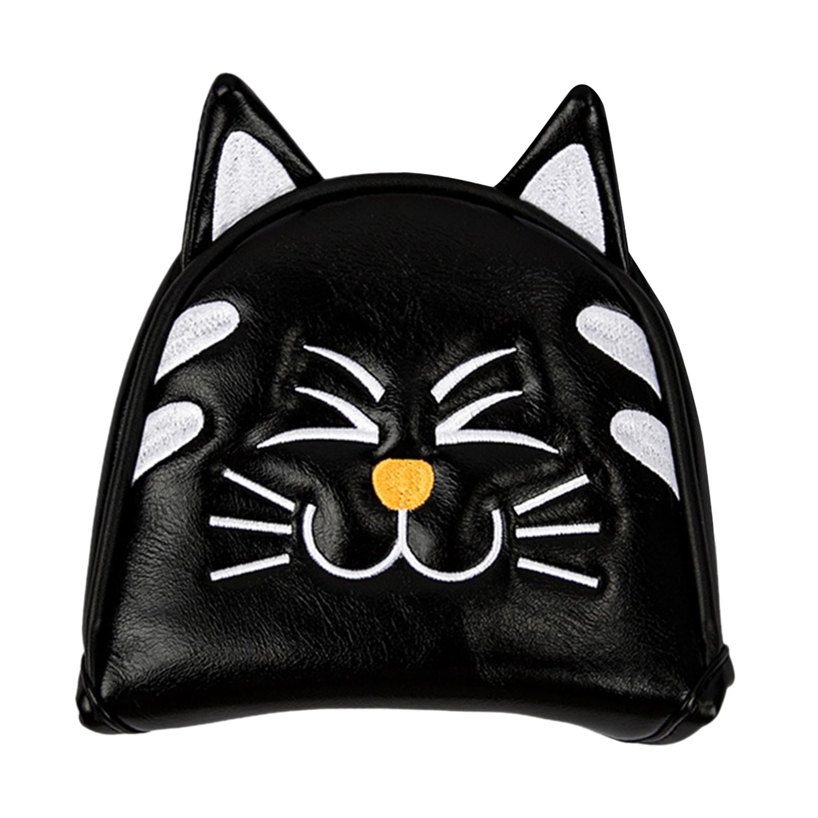 Magideal - Cubiertas De Cabeza De Palo De Golf Equipo De Protección De Taco De Golf Grueso Patrón De Gato Cuñas Putter Cue Cubierta De Cabeza Para Viajes Al Aire Semicírculo Negro