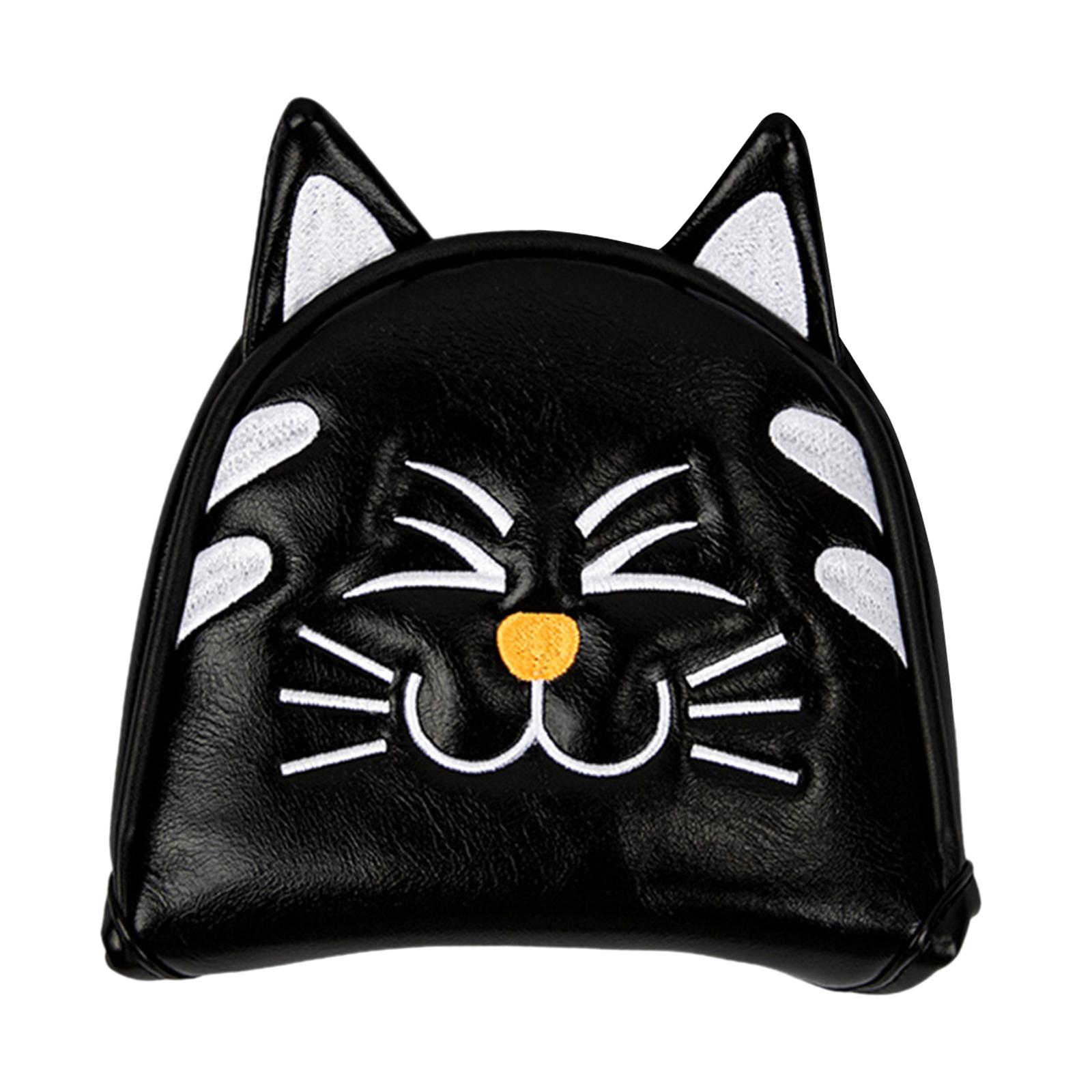 Magideal - Cubiertas De Cabeza De Palo De Golf Equipo De Protección De Taco De Golf Grueso Patrón De Gato Cuñas Putter Cue Cubierta De Cabeza Para Viajes Al Aire Semicírculo Negro