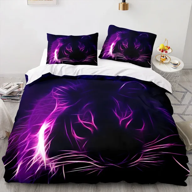 x1092 Bed Sheetsed Animal Cat Bedding Set Duvet Cover Bedroom Comforter Covers Twin Size Quilt Cover Home Textile /PCS 3-Piece Bedding Set (1 Duvet Cover + 2 Pillow Shams) nj1092