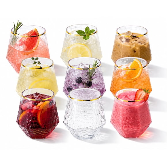 Copas de vino Oojami 40 unidades 355 ml con borde dorado, sin pie