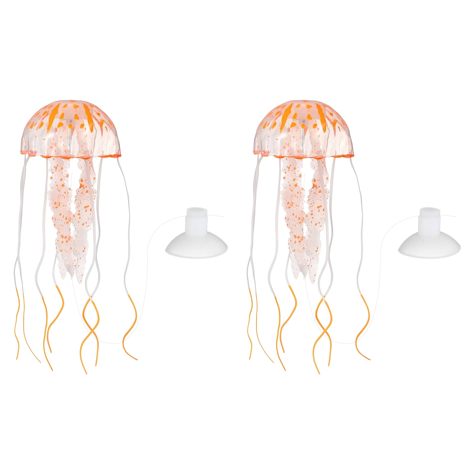 Decoración de Acuario Uxcell Medusa, Decoraciones para Peceras Medusa Falsa Brillante de Silicona, (Naranja, M, 2 Piezas), Destinado para Decoración de Tanques