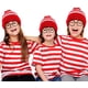thumbnail image 4 of Gorro de punto rojo y blanco para Halloween para adultos, gorro Waldo con pompón navideño a rayas, 4 of 6