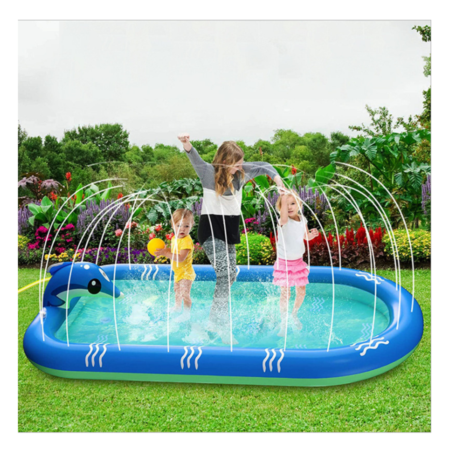 Genérico - Piscina Inflable 170x110x45cm Dino Delfin Lanza Chorro Agua