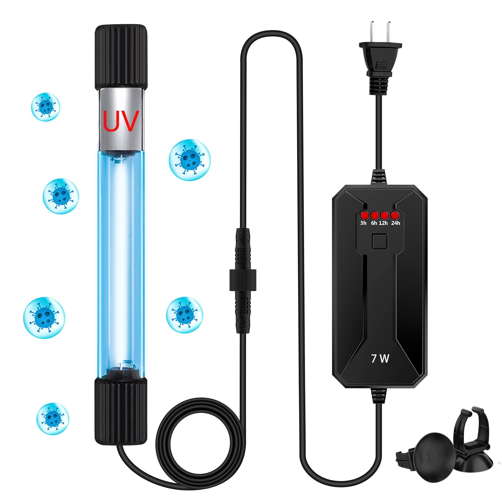 Luz UV limpia para acuarios TAISHAN de 7 W, 9 W, 11 W y 13 W con temporizador