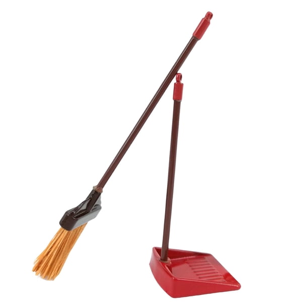 2 piezas 1/12 suministros de limpieza para casa de juguetes de limpieza para escoba en miniatura y recogedor Mini herramienta de limp