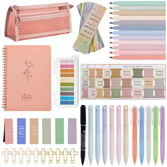 Kit de estudio bíblico HRFGWDD de 78 piezas para mujeres que llevan diario