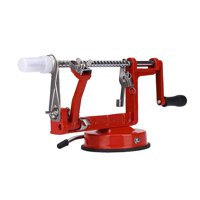 Magideal - Pelador De Manzanas Con Manivela, Cortador Y Descorazonador, Base De Succión Potente Y Resistente, Color Rojo