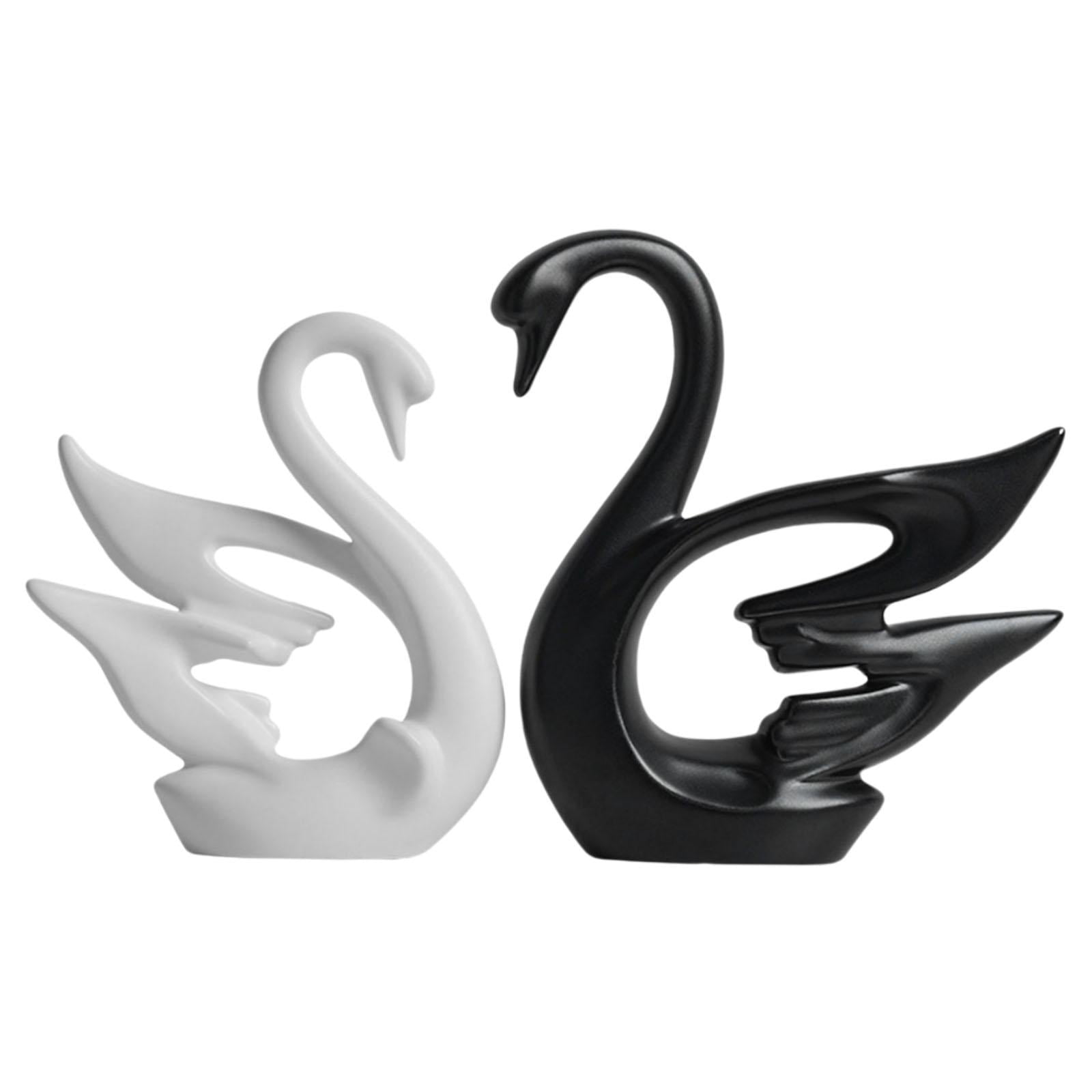 Magideal - 2x Pareja Cisne Estatua Esculturas Estatuillas Adornos Souvenir Escultura Resina Artware Cisne Regalos Para Boda Para La Decoración Para Hogar Accesorios