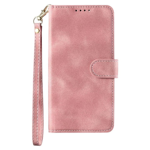 Funda Cartera para Xiaomi 15 Tapa con Ranuras, Soporte y Correa Rosa