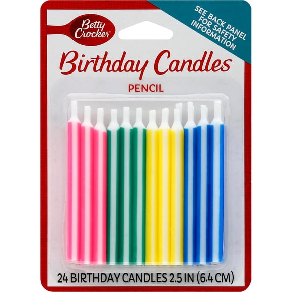 Velas de cumpleaños Betty Crocker tipo lápiz, 24 unidades, 2,5 pulgadas
