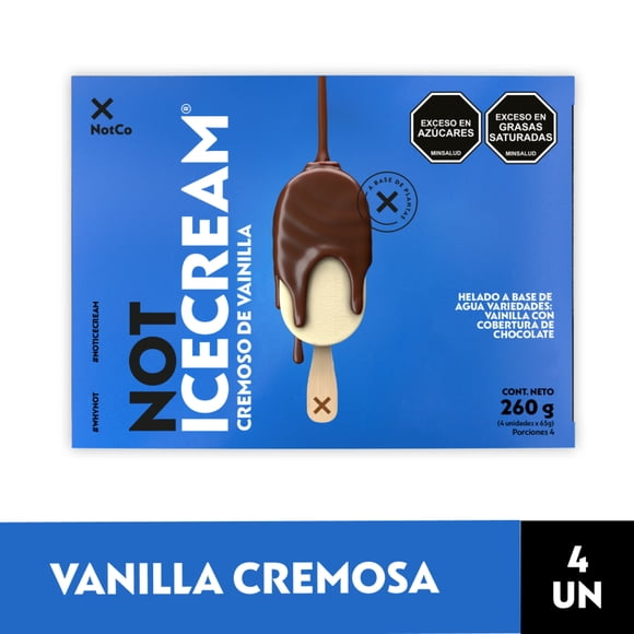 Helado Vegetal NotIcecream Vainilla 4unds Paleta Vegetal, 260 g