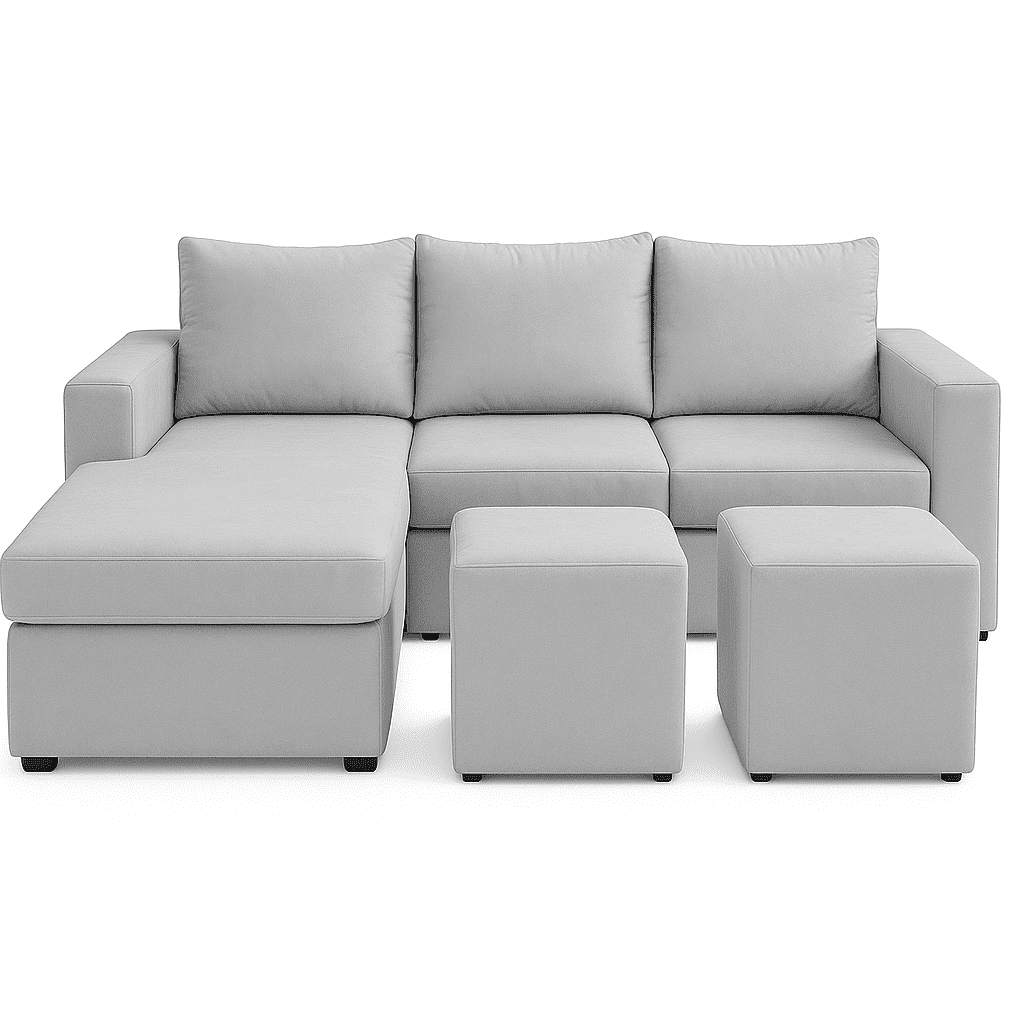 Ethan Desing - Sofa Seccional 3c Lusso Gris Claro Chaise Lounge Ambos Lados