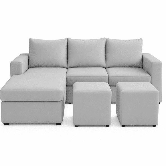 Sofa Seccional 3C Lusso Gris Claro Chaise Lounge Ambos Lados