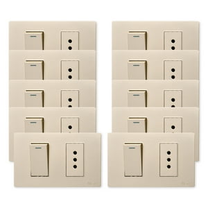 Want - Pack 10 Interruptor 1 912 16A Y Tomacorriente 1 10A - Dorado
