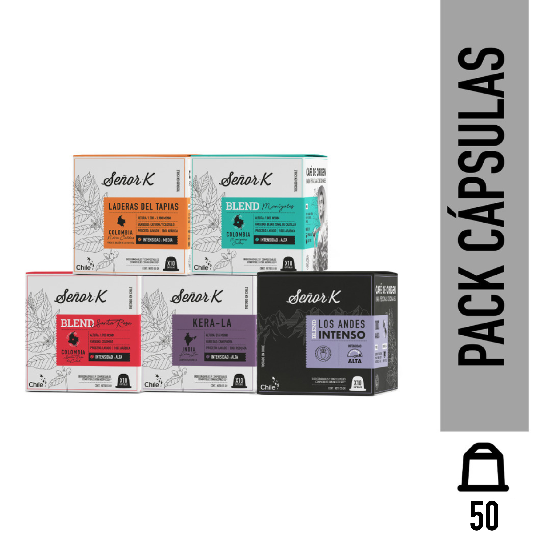 Pack 50 Cápsulas Café Espresso Más Vendidos Café Señor K