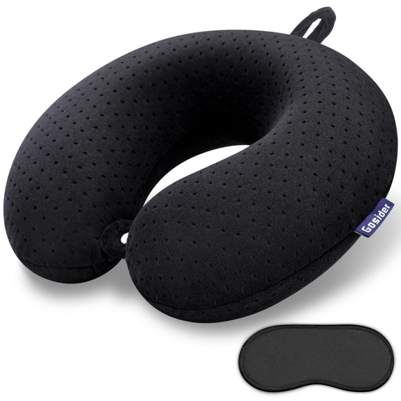 Almohada cervical Gosider de espuma viscoelástica negra para apoyar el cuello