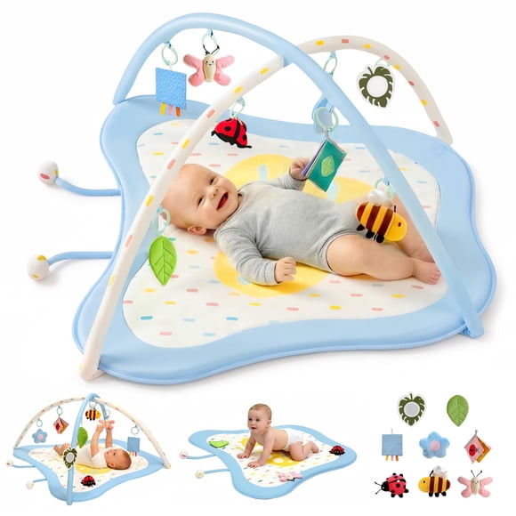 Gimnasio de Juegos para Bebé Pamo Babe Tapete Plegable con 8 Juguetes Montessori