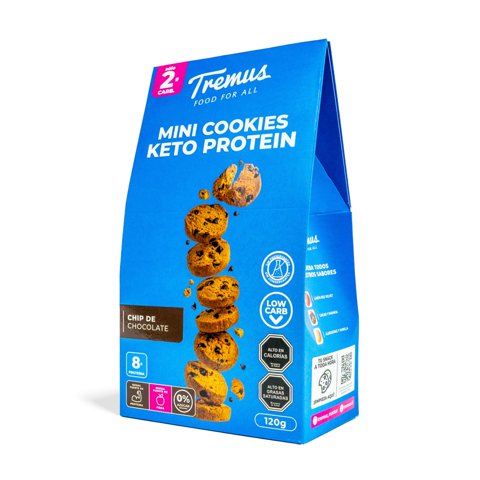 Cookie Keto Protein Chips De Chocolate, 120 Gr, Marca Tremus