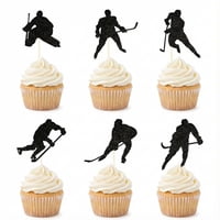 Hzyyjck 24 Figuras De Acción De Jugadores De Hockey Con Purpurina Negra Para Decorar Cupcakes