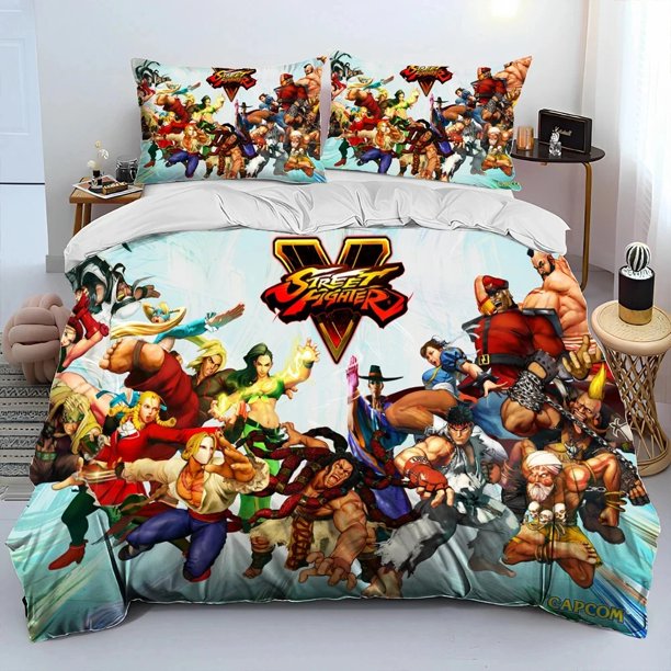 Street Fighter Retro Game Gamer Comforter Bedding Set,Duvet Cover Bed Set Quilt Cover Pillowcase,king Queen Size Bedding Set BoyBed Sheets