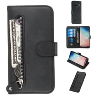 Gangxun - Funda Con Cremallera Para Samsung Galaxy S10, Carcasa Cartera De Cuero Pu Con Soporte Y Tarjetero
