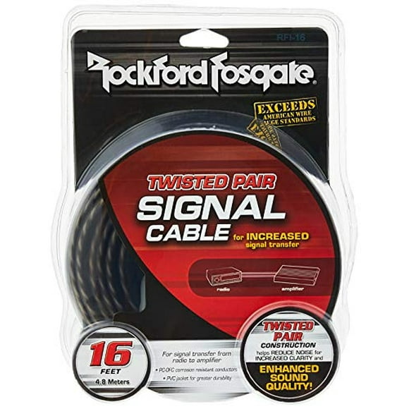 Rockford Fosgate Cable de señal de par trenzado de 16 pies