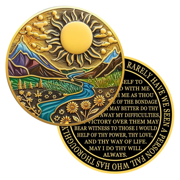 Moneda de Sobriedad AA GOSIN Oro y Negro Aniversario